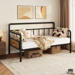 Jojoka Twin Daybed with Classic Headboard, Heavy-Duty Metal Frame, Noise-Free Sofa Bed for Living Room or Guest Room, No Box Spring Needed - 1 of 4