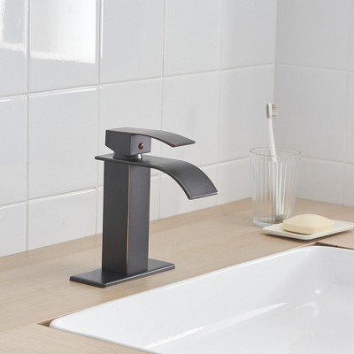 Oil Rubbed Bronze Single Handle Waterfall Bathroom Faucet with Drain