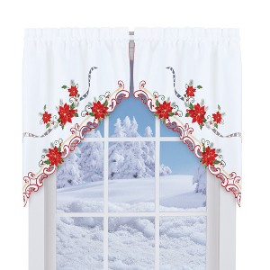 Collections Etc Exquisite Poinsettia Curtains - 1 of 2