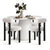 Dwen+Shaun 5-Piece Dining Table Set for 4, 46" Manufactured Grain and 4 Round Seat Beige Boucle Dining Room Chairs -Maison Boucle - 2 of 4