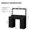 Infurnic Makeup Vanity Tables Set with Lights in Openable Mirror, Drawers and Cabinets and Shelves, for Bedroom, Black, 47.24"*15.75"*53.15" - 3 of 4