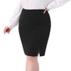 Agnes Orinda Women's Plus Size Side Slit Back Zipper High Waist Stretchy Business Midi Pencil Skirt - 2 of 4
