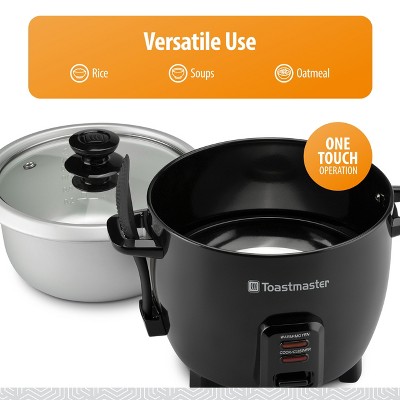 Toastmaster 10-Cup Black Electric Rice Cooker with Steamer