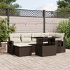 vidaXL 7 Piece Patio Sofa Set with Cushions Brown Poly Rattan - Brown and Cream without storage - 2 of 4