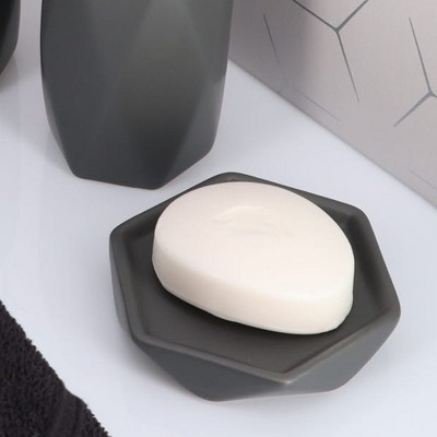 Evideco French Home Goods Geometric Stoneware Soap Dish, Diamond Design with Smooth Finish - Ideal for Kitchen & Bathroom Decor
