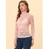 Allegra K Women's See-Through Long Sleeve Turtleneck Sheer Floral Lace Blouse - 2 of 4