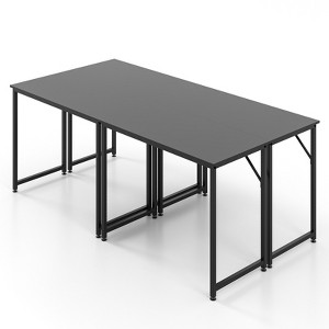 Costway Set of 2 / 4 /6 Conference Tables Rectangular Meeting Room Table for School or College Boardroom Desk Study Computer Desk White / Black - 1 of 4