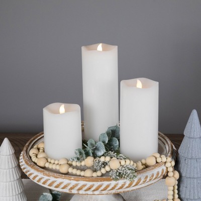 Northlight Set Of 3 White Led Flickering Flameless Wax Pillar Candles 8 ...