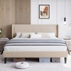 Whizmax Bed Frame with Wingback Headboard, Upholstered Bed Frame with Wood Slats, Sturdy Support Feet, No Box Spring Needed, Easy Assembly - 2 of 4