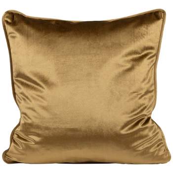 Northlight 17" Solid Umber Brown Plush Pipe Edged Square Throw Pillow