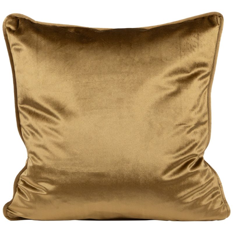 Northlight 17" Solid Umber Brown Plush Pipe Edged Square Throw Pillow, 1 of 6