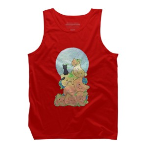 Men's Design By Humans Cat Pumpkin Pile By AwkwardDragon Tank Top - 1 of 3