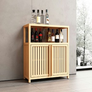 Resenkos  Large Capacity Bamboo Storage Cabinet Furniture for Bathroom Living Room Bathroom Bamboo Storage Cabinet - 1 of 4