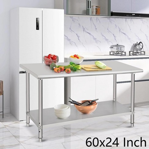 Food Prep Stainless Steel Table 60x24 Inch Commercial Workstation With ...