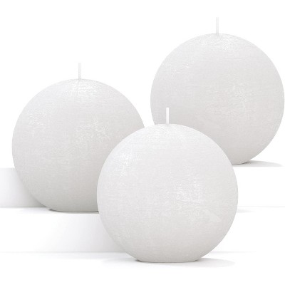 Set of 3 Round Teal Candles - 3 inch Sphere Candles for Wedding & Home Decor - Unscented Long Burning