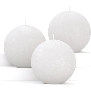 Set of 3 Round Teal Candles - 3 inch Sphere Candles for Wedding & Home Decor - Unscented Long Burning - 1 of 4