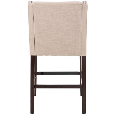 Espresso Elegance 44" Transitional Linen Taupe Bar Stool