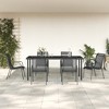 vidaXL Patio Dining Set Outdoor Table and Chair Black Steel and Textilene - 74.8" Table Length 6 - 2 of 4