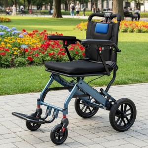 Garvee Wheelchair for Elderly, Transport Chair Lightweight Foldable with Handbrake, 16 inch Seat Width, Blue/Black - 1 of 4