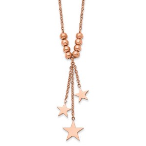 Chisel Stainless Steel Rose IP-plated Stars on a 16" Cable Chain Necklace with a 1.75" Ext. Necklace - 1 of 2
