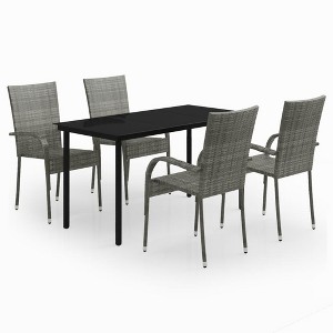 vidaXL Patio Dining Set Outdoor Dining Set Table and Chair Set for Garden - Gray and Black 55.1" Table Length 4 Items - 1 of 4