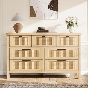 Fluted 7-Drawer Dresser, 47.4" Wide Wood Chest of Drawers & Clothes Storage Cabinet, TV Stand for Bedroom/Nursery/Living - 1 of 4