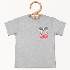 The Juniper Shop Patriotic Cherries Coquette Toddler Short Sleeve Tee - 1 of 4