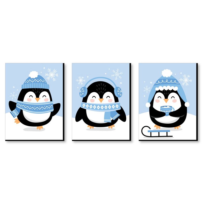 Big Dot of Happiness Winter Penguins - Holiday Nursery Wall Art and Christmas Home Decor - 7.5 x 10 inches - Set of 3 Prints, 1 of 8