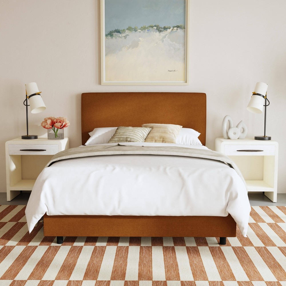 Photos - Bed California King Kelsey  in Textured Linen Zuma Amber - Threshold™: Pine