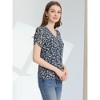 Allegra K Women's Button Front Puff Short Sleeves Chiffon Floral Top - 3 of 4