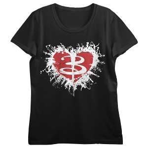 Buffy The Vampire Slayer Distressed Heart Crew Neck Short Sleeve Women's Black T-shirt - 1 of 3
