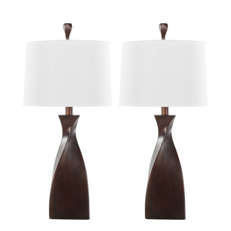 LumiSource (Set of 2) Curvo 30&#34; Contemporary Polyresin Table Lamps Copper Bronze Polyresin with Natural Linen Shade from Grandview Gallery, 1 of 8