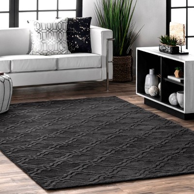 3'x5' Charcoal Hand Tufted Wool Geometric Area Rug