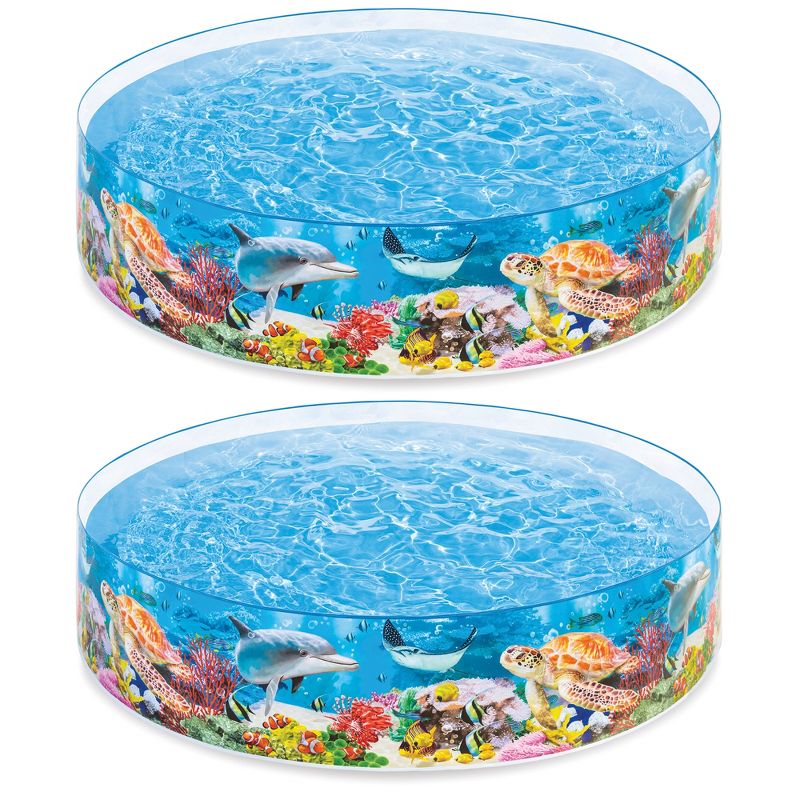 Intex 58472EP SnapSet Kiddie 8 x 8 Foot Instant Backyard Swimming Pool for Kids 3 Years Old and Up with Repair Patch, Deep Sea Blue (2 Pack), 1 of 6