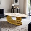 Modern Oval Coffee Table for Living Room, Marble Pattern Sintered Stone Coffee Tabletop with Gold Stainless Steel Base in 47.2" - Leovsnove - 2 of 4