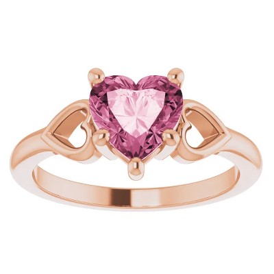 Pompeii3 7mm Pink Topaz Women's Heart Ring in 14k Gold 5.5mm Tall