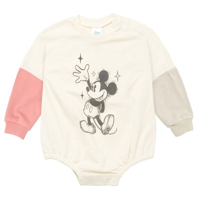 Disney Minnie Mouse Mickey Mouse Winnie the Pooh Baby French Terry Oversized Long Sleeve Bodysuit and Hat Newborn to Infant , 4 of 13