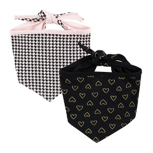 Luvable Friends Dog Reversible Pet Dog and Cat Bandana Bibs 2pk, Houndstooth Hearts, One Size - 1 of 4