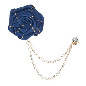 Unique Bargains Cloth Flower Lapel Pin with Gold Badge Tassel Chain Brooches 1.57 inch 1 Pc - 1 of 4