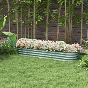 Okak Outdoor Galvanized Raised Garden Bed Kit, Elevated Planter Box with Safety Edging, Easy DIY for Flowers, Herbs, Vegetables - 1 of 4