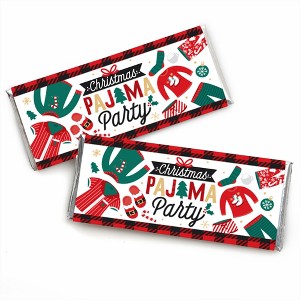 Big Dot of Happiness Christmas Pajamas - Candy Bar Wrapper Holiday Plaid PJ Party Favors - Set of 24 - 1 of 4