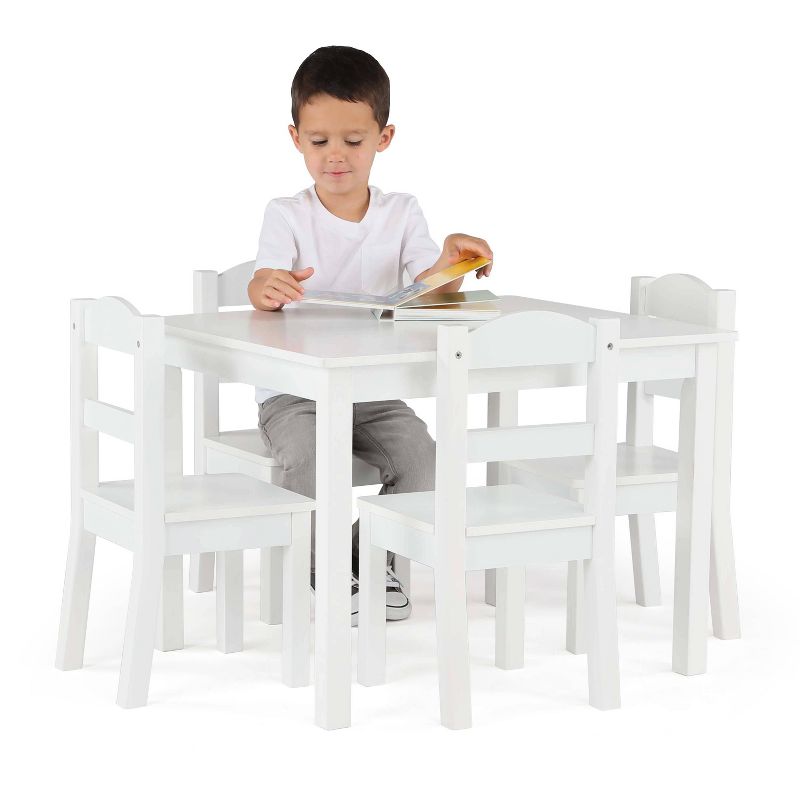 5pc Kids&#39; Wood Table and Chair Set White - Humble Crew, 5 of 8