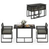 Costway 3 PCS Patio PE Wicker Furniture Set Cushioned Chairs with Folding Backrest Backyard Black/White - 2 of 4