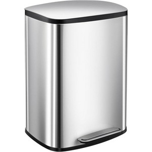 50L/13Gallon Stainless Steel Kitchen Trash Can, Commercial Rectangular Kitchen Waste Bin, with Soft Close Lid & Inner Liner, Fingerprint-Resistant - 1 of 4