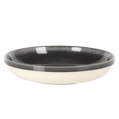 SKE Banquette Glossy Black Ceramic 16-Piece Dinnerware Set