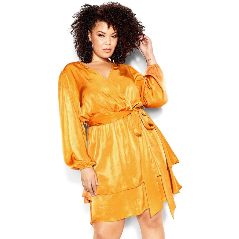 Women's Plus Size Twisted Ruffle Dress - honey | CITY CHIC, 4 of 10