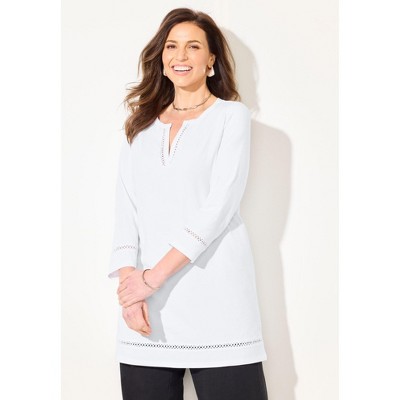 Catherines Women's Plus Size Suprema Studio Lattice Trim Tunic