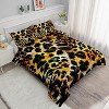 Gold Leopard Comforter Set Full Size – 3Pcs Abstract Cheetah & Floral Bedding with Geometric Design, Wildlife Quilt Set for Women Adults - 3 of 4