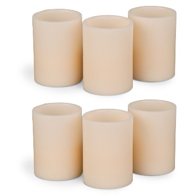 Everlasting Glow Two Sets of 3 LED Straight Edge Pillar Candles (6 total candles)