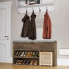 2-Tier Wooden Shoe Storage Bench with Flip Top Storage Space and Padded Cushion - 3 of 4